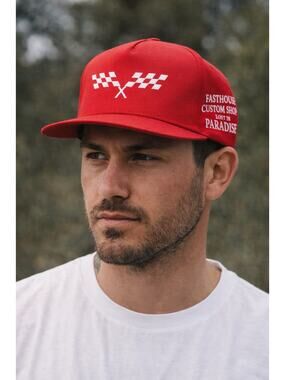 Fasthouse Getaway Hat Red Snapback One Size Adjustable Racing Cap NWT